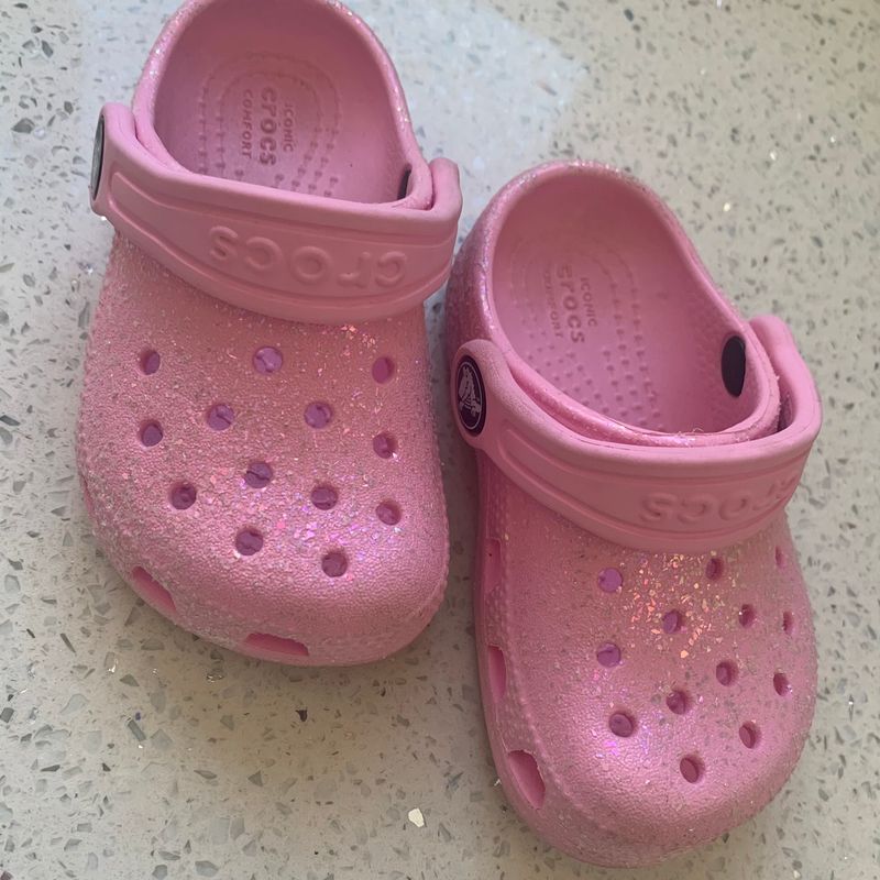 Crocs Infantil Rosa Classic Glitter C6 | Calçado Infantil para