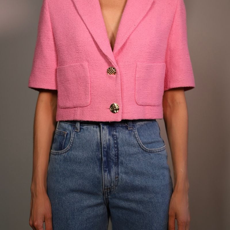Cropped Blazer Zara Pink Textured Blazer SOLD OUT ZARA Textured