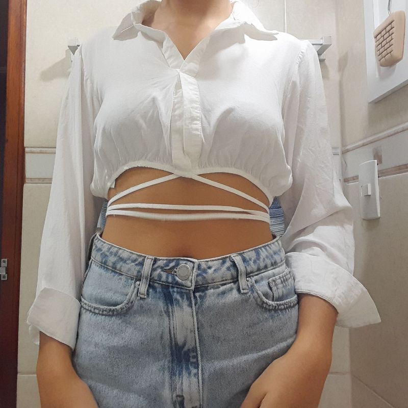 Camisa cropped hot sale de amarrar