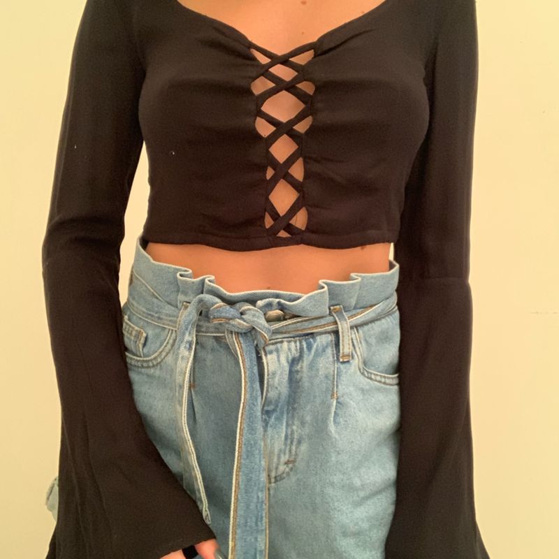 Cropped com Manga Boca de Sino  Blusa Feminina La Hearts Usado