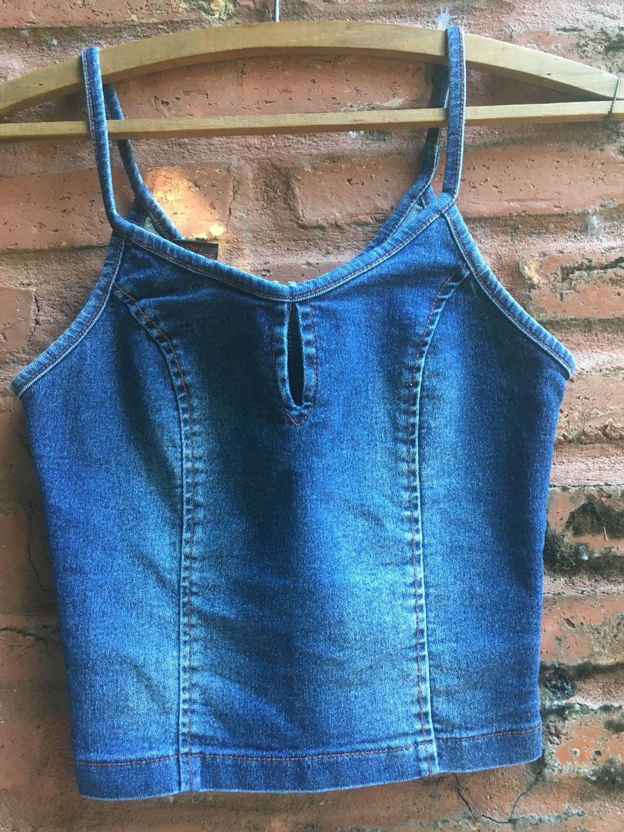 Blusa jeans 2024 de alcinha