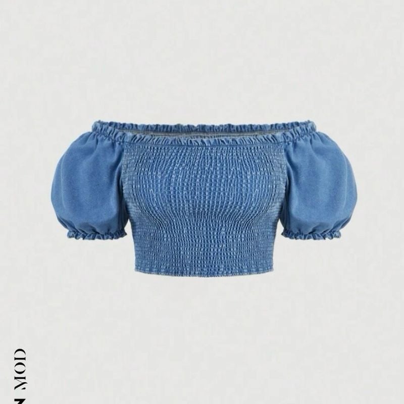 Cropped Jeans Ciganinha Bufante Shein Nunca Usado 103022514 enjoei