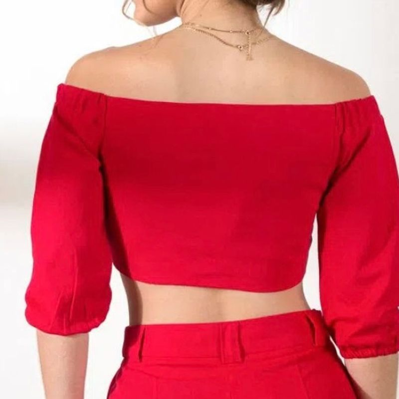 Cropped Ombro a Ombro Vermelho, Bolsa de Ombro Feminina Lizie Usado  75673434