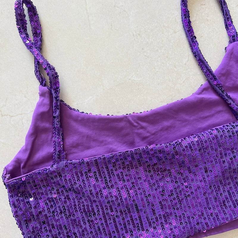 Top Vintage Paetê Roxo - Comprar em Borogodó