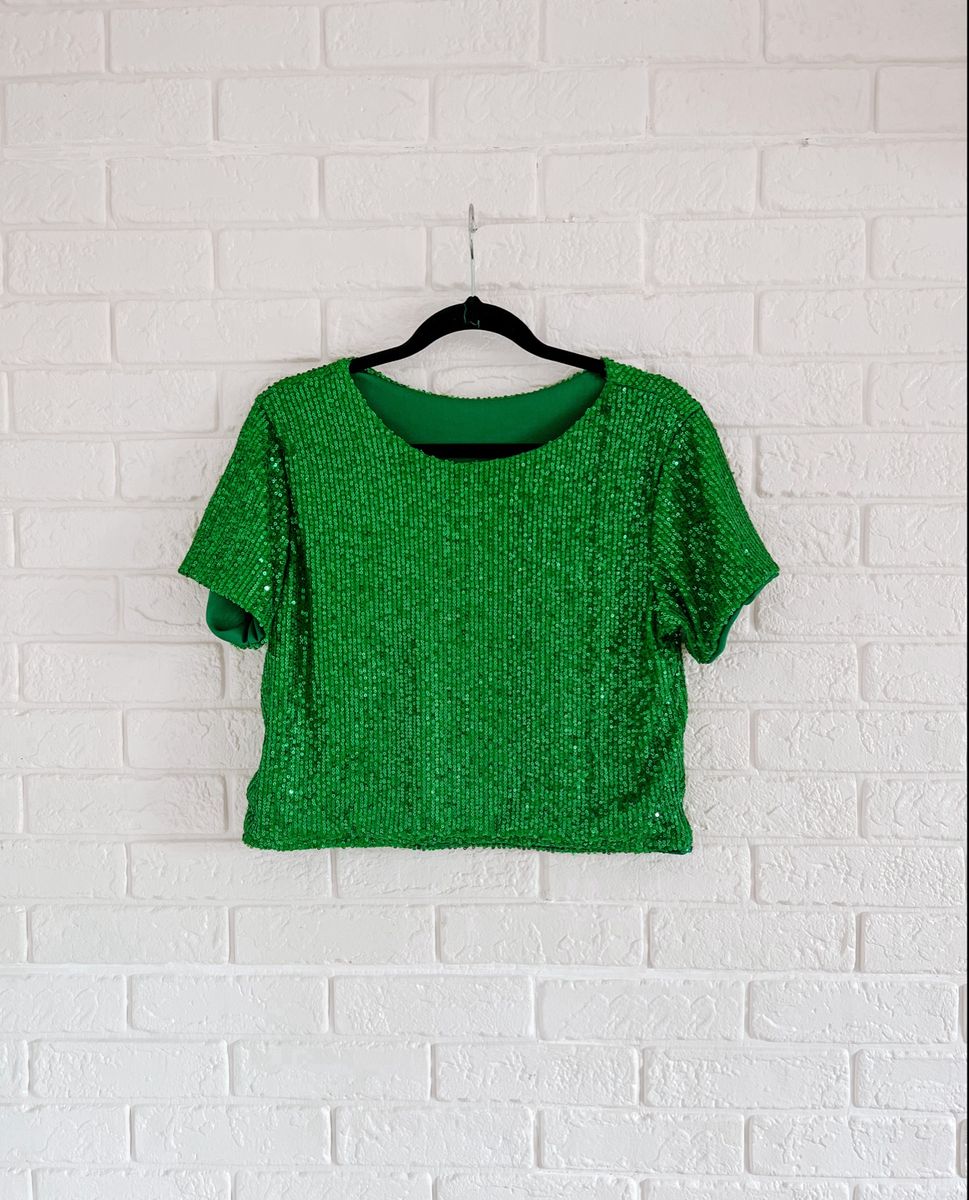 Cropped Paetê Verde  Blusa Feminina Lueal.Store Nunca Usado