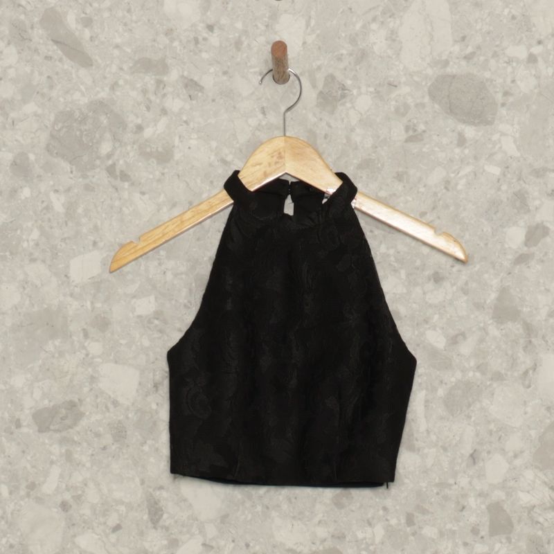 Cropped Preto Rendado Forever 21 Blusa Feminina Forever-21 Nunca