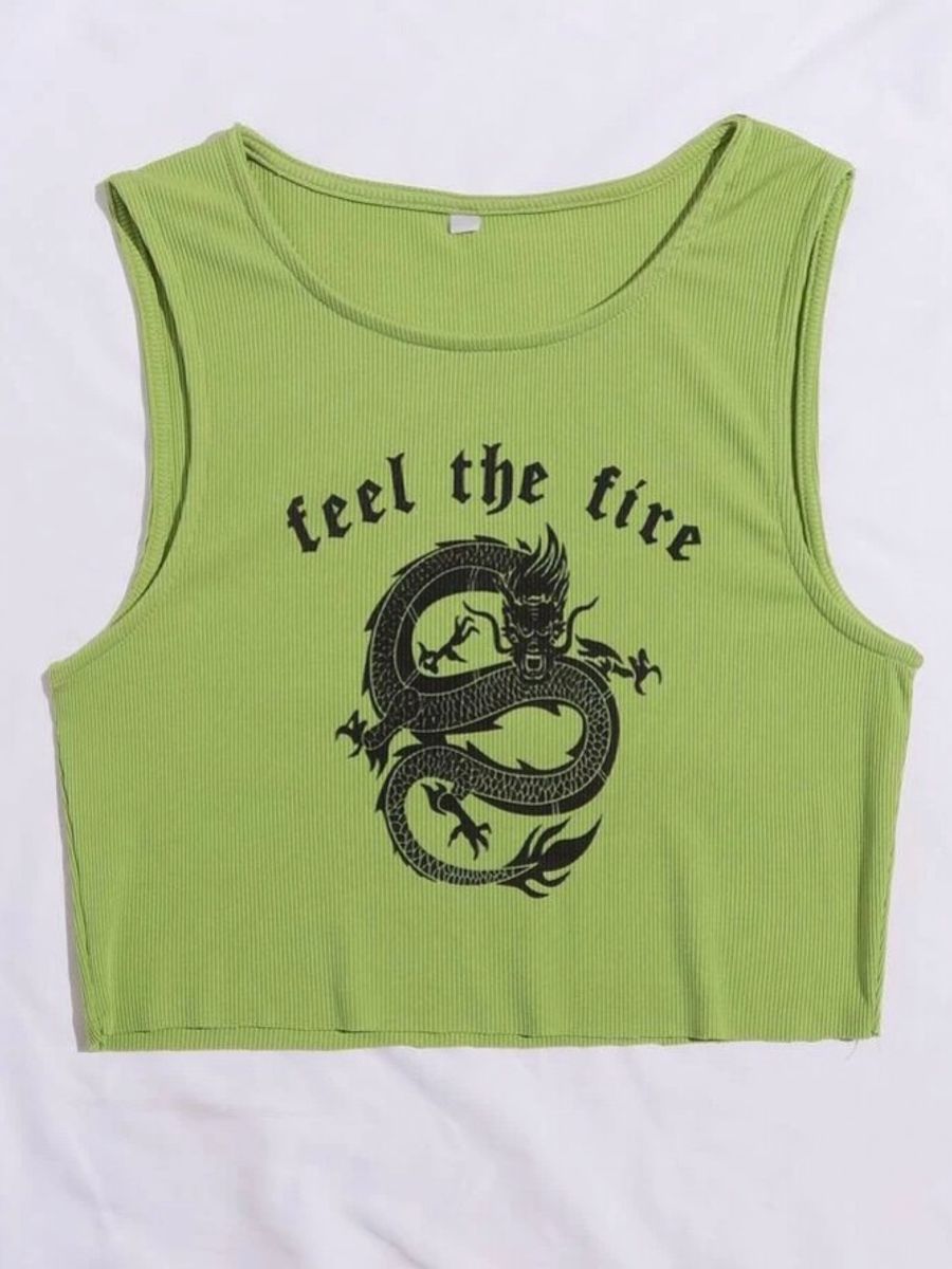 Cropped Regata Canelado Dragão Y2k | Blusa Feminina Shein ...