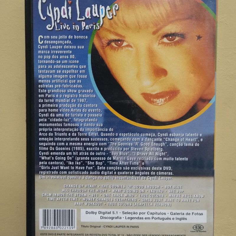 Cyndi Lauper - Live In Paris | Dvd Vídeo Usado 92468818 | enjoei