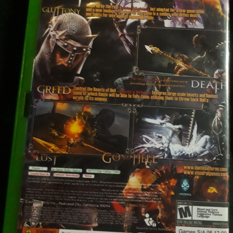 Dants Inferno Xbox 360/ Xbox One Midia Digital Licença Ativa, Jogo de  Videogame Digital Nunca Usado 66939346