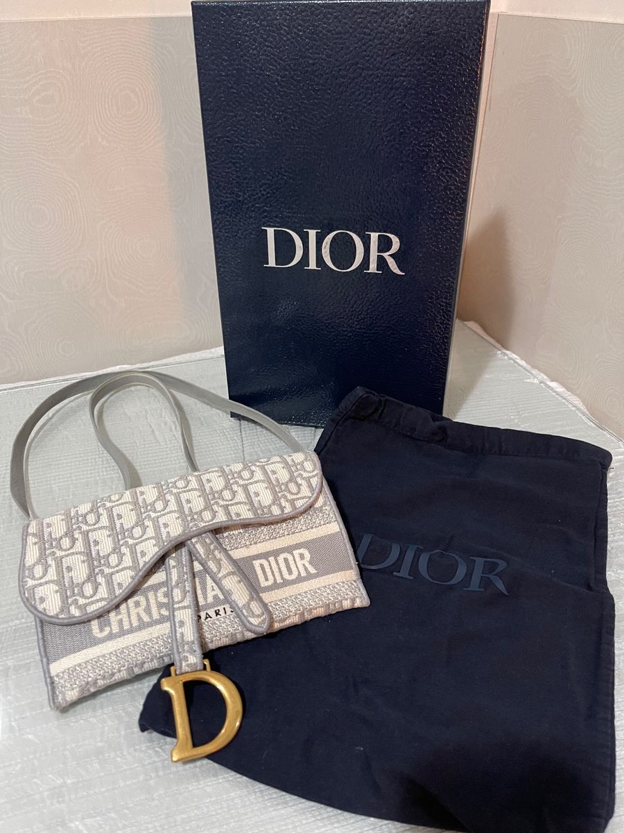 Dior Saddle Slim Pouch em Jacquard Dior Oblique Cinza C/ Caixa C/ Dust