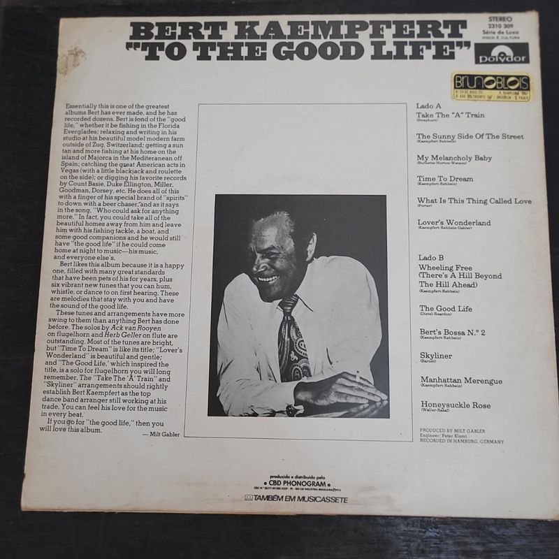 X Disco de Vinil Bert Kaempfert To The Good Life | Polydor Usado