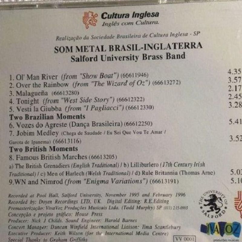 Cd Som Metal Brasil-Inglaterra Salfor University Brass Band