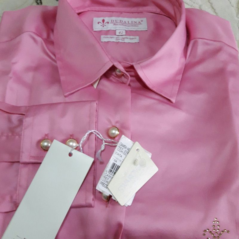 Dudalina Rosa de Cetim Camisa Feminina Dudalina Nunca Usado