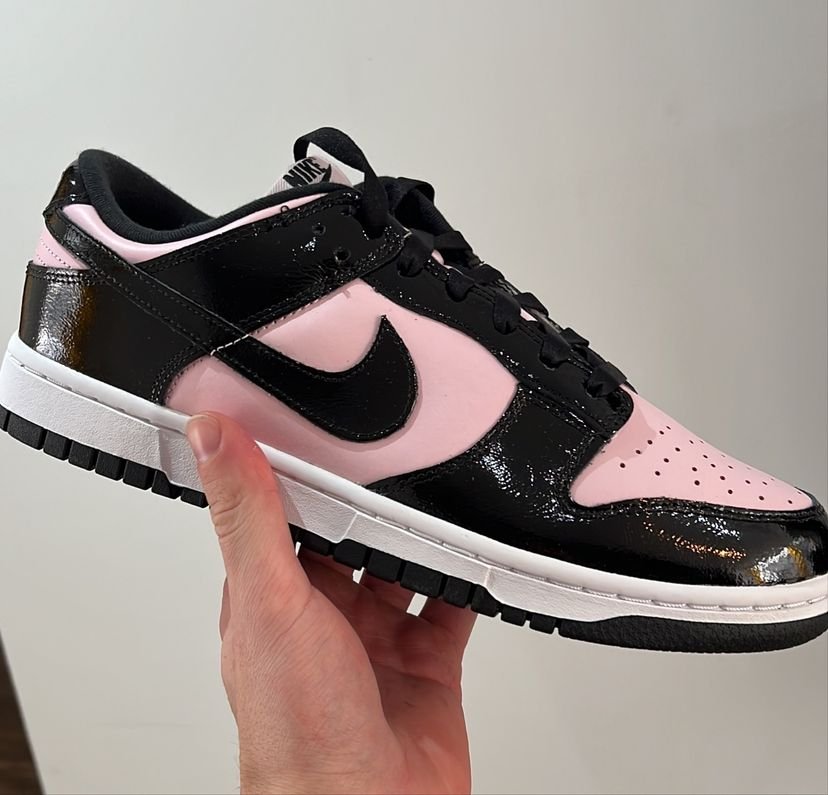 nike dunk low black patent