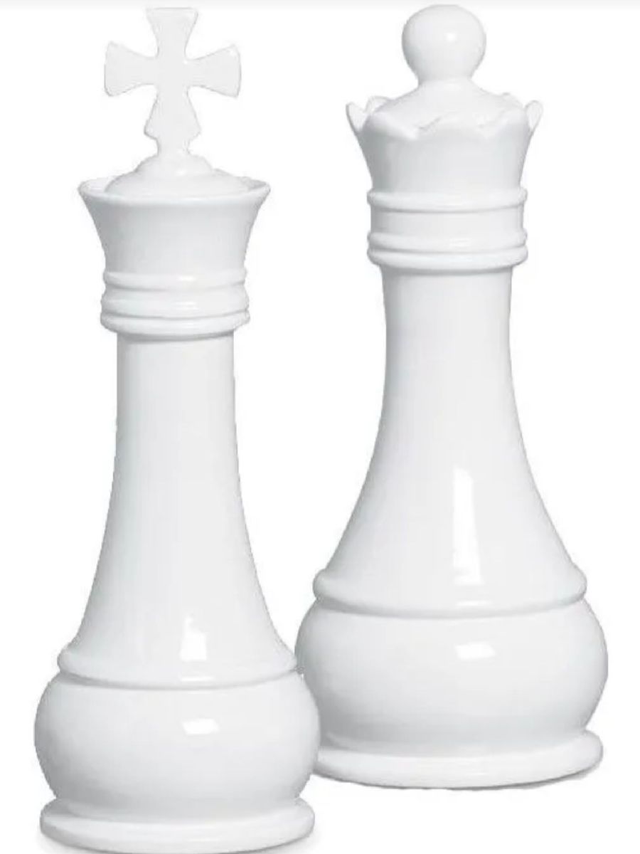Rei e Rainha Xadrez Decoração Clássica Branca, Item de Decoração Artesanal  Nunca Usado 43979522