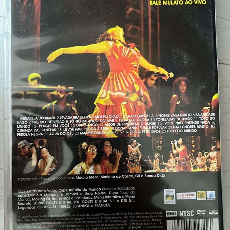Dvd Balé Mulato Ao Vivo / Daniela Mercury | Usado 96688477