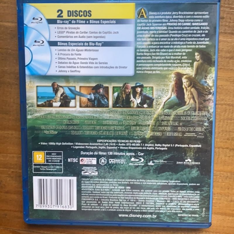 Dvd Blue-Ray Piratas do Caribe, Filme e Série Disney Usado 67737121