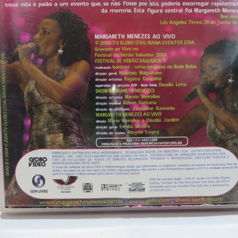 Dvd Margareth Menezes Ao Vivo Festival de Verão Salvador