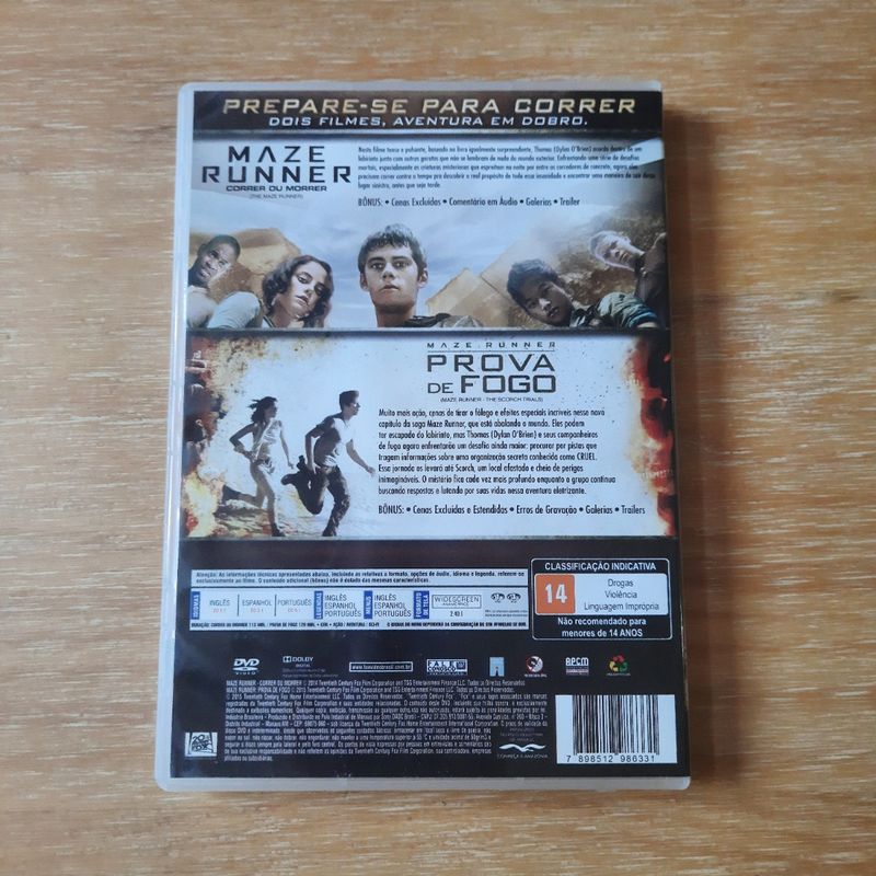 Dvd, Maze Runner (2 Filmes) - Original, Filme e Série Usado 83018533