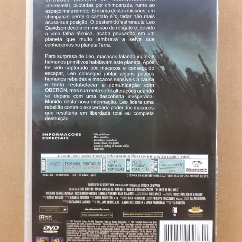 Dvd Planeta Dos Macacos 2001 | Fox Nunca Usado 110719176 | enjoei