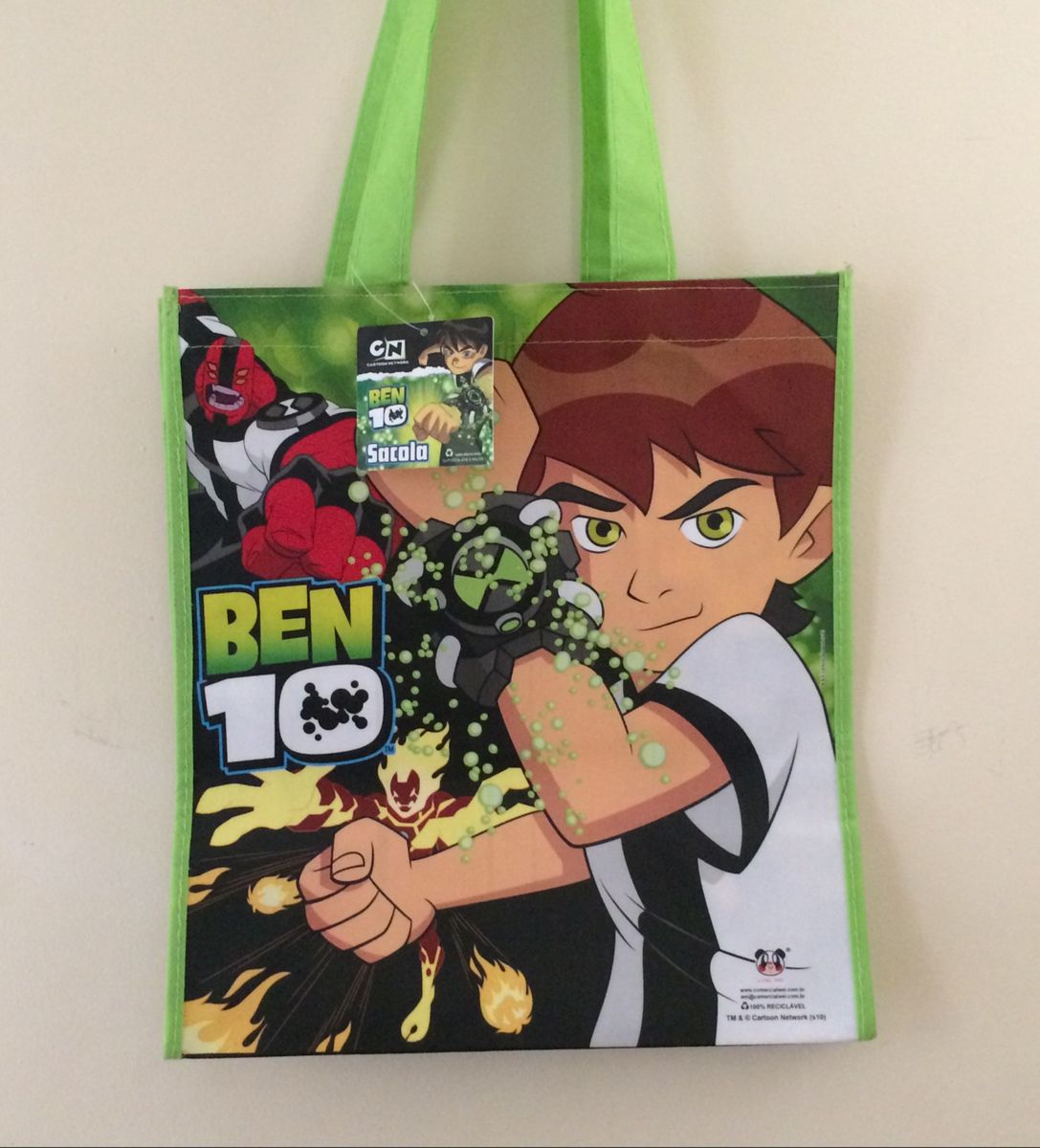 Ecobag Verde Infantil Ben 10 | Bolsa Masculina Cartoon Network Nunca ...