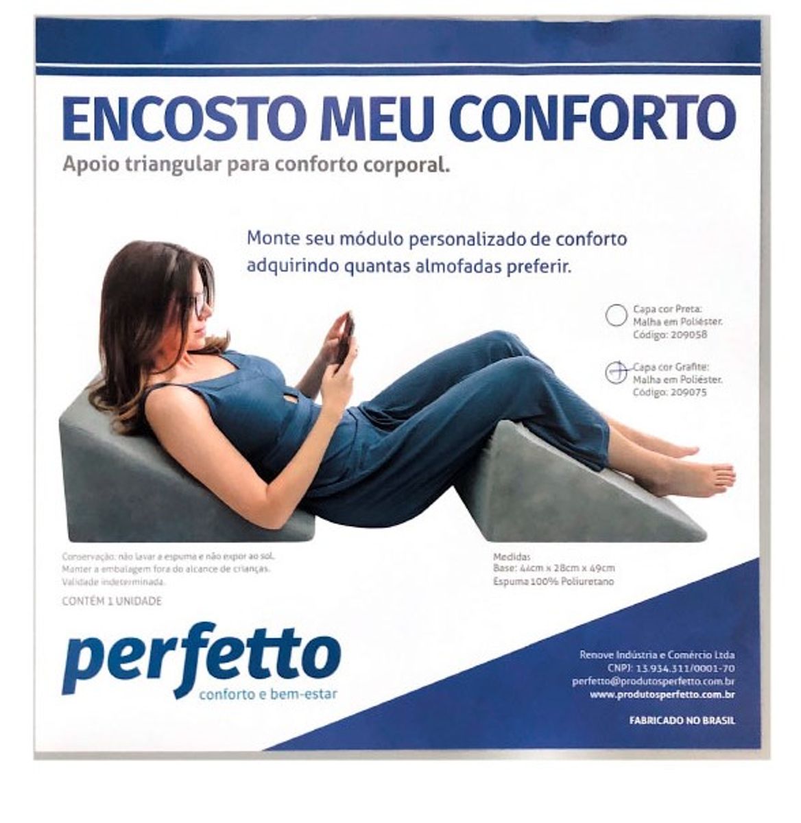 Encosto para Leitura e Atividades Meu Conforto Espuma Preto | Cacareco ...