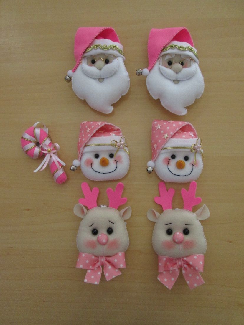 Enfeite de Árvore de Natal Sortido Cor-De-Rosa em Feltro - Kit 07 Peças |  Item de Decoração Artesanal Nunca Usado 78444494 | enjoei