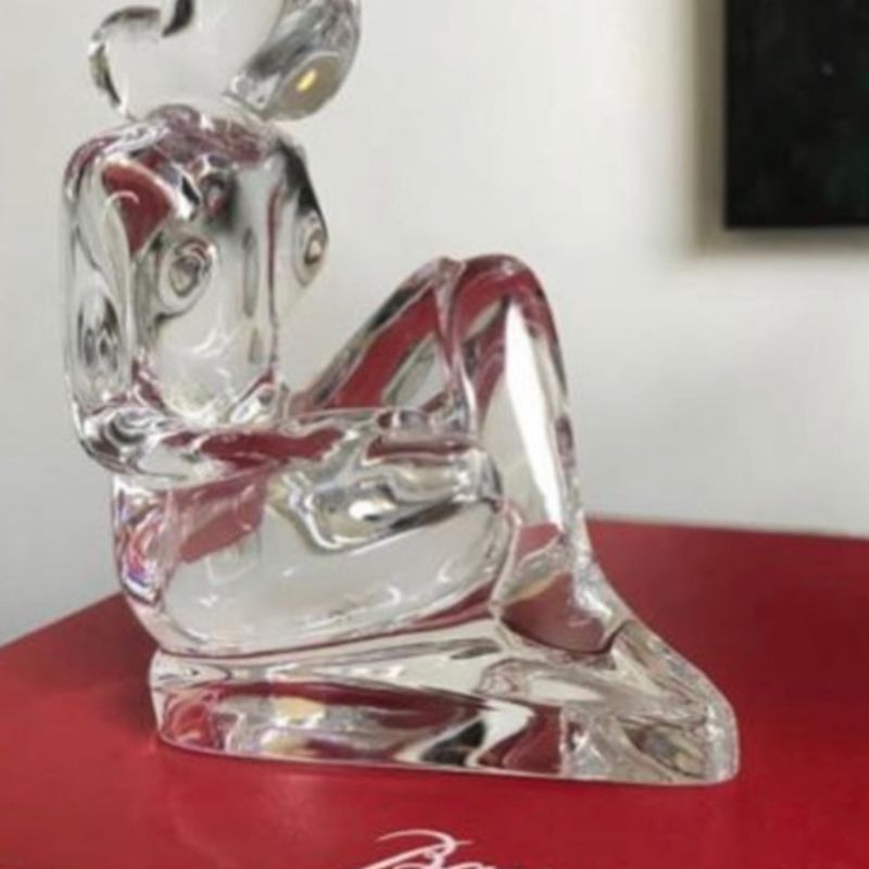 工芸品 Baccarat RRIGOT Nude Woman Figurine Robert Rigot for Baccarat Crystal Statuette, Female Seated