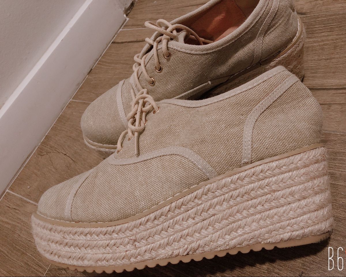 tenis feminino plataforma com corda