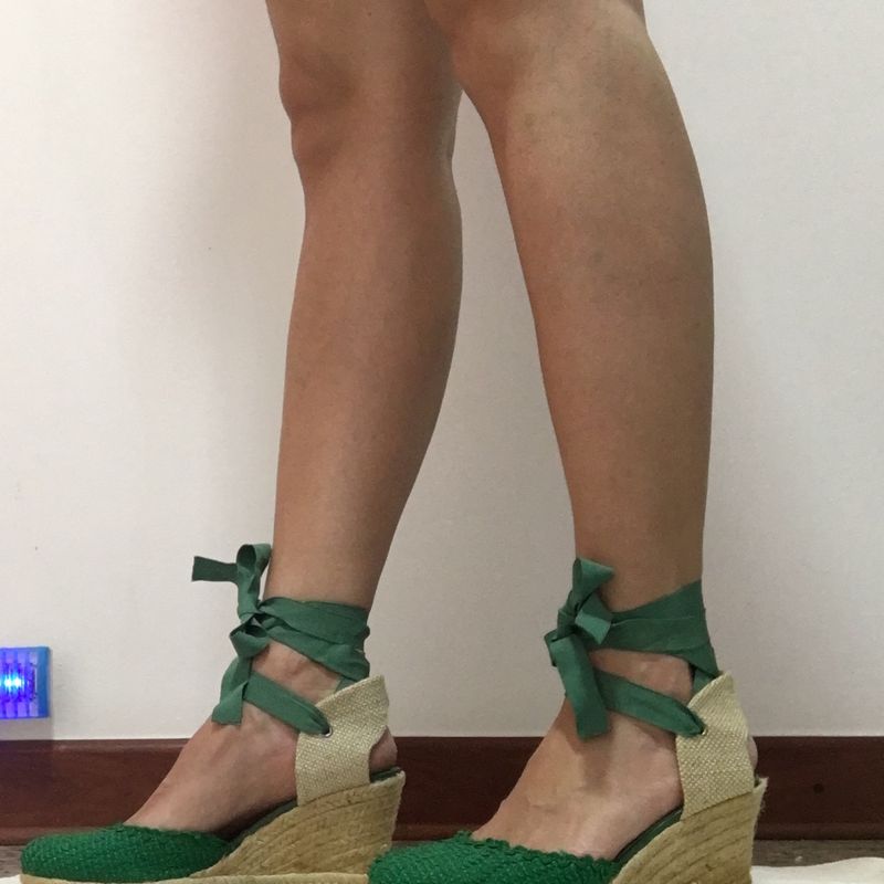 Espadrille Anabela Arezzo Verde Amarra o Sand lia Feminina