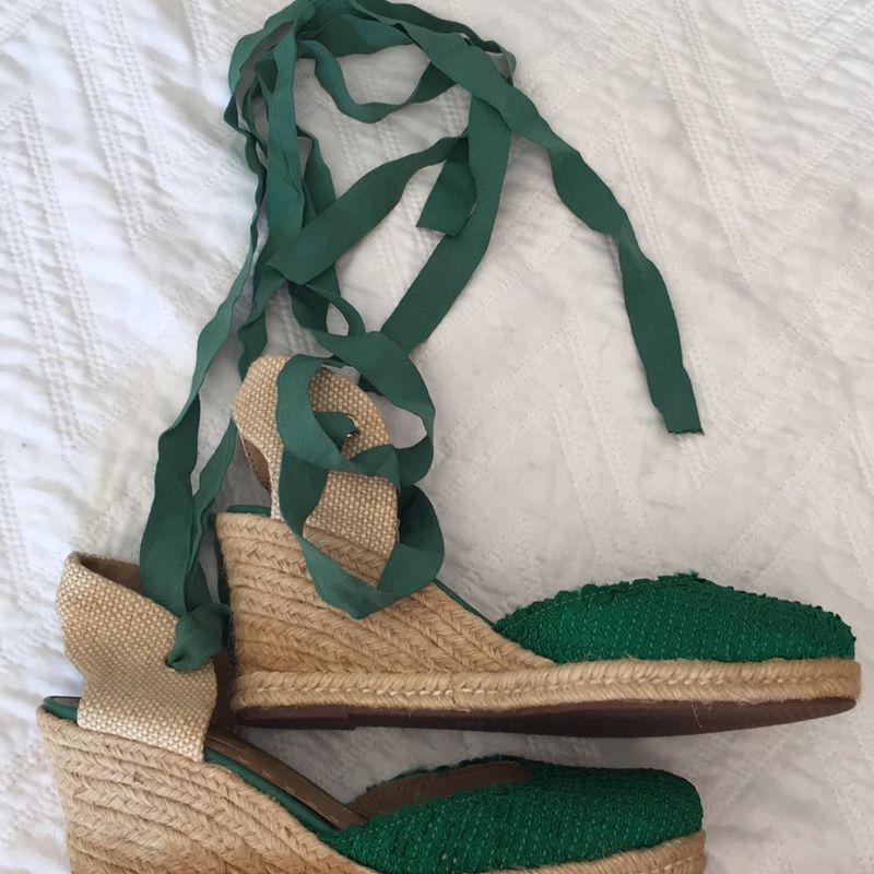 Espadrille Anabela Arezzo Verde Amarra o Sand lia Feminina