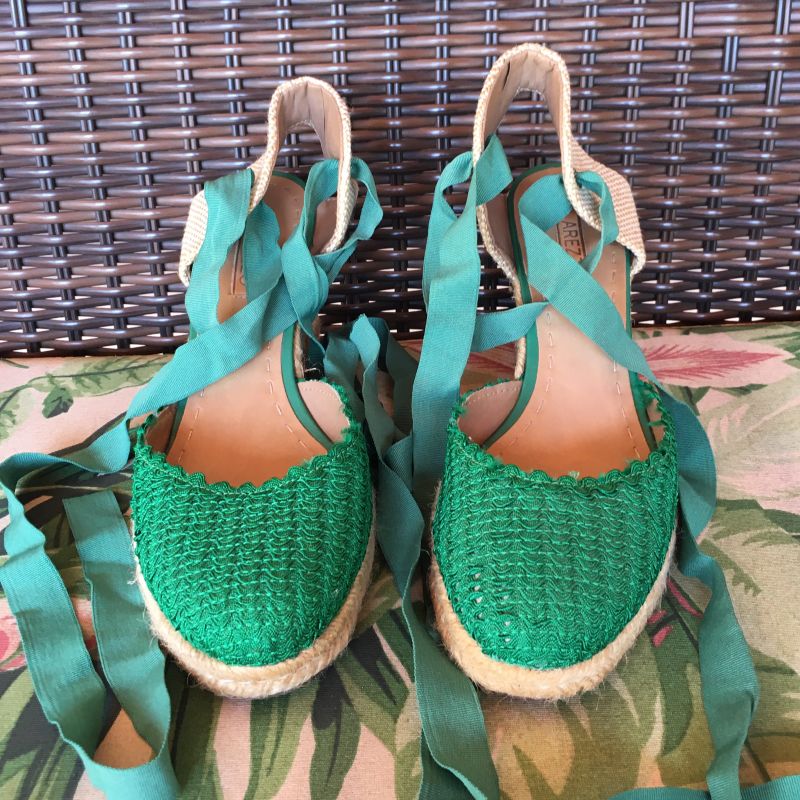 Espadrille Anabela Arezzo Verde Amarra o Sand lia Feminina