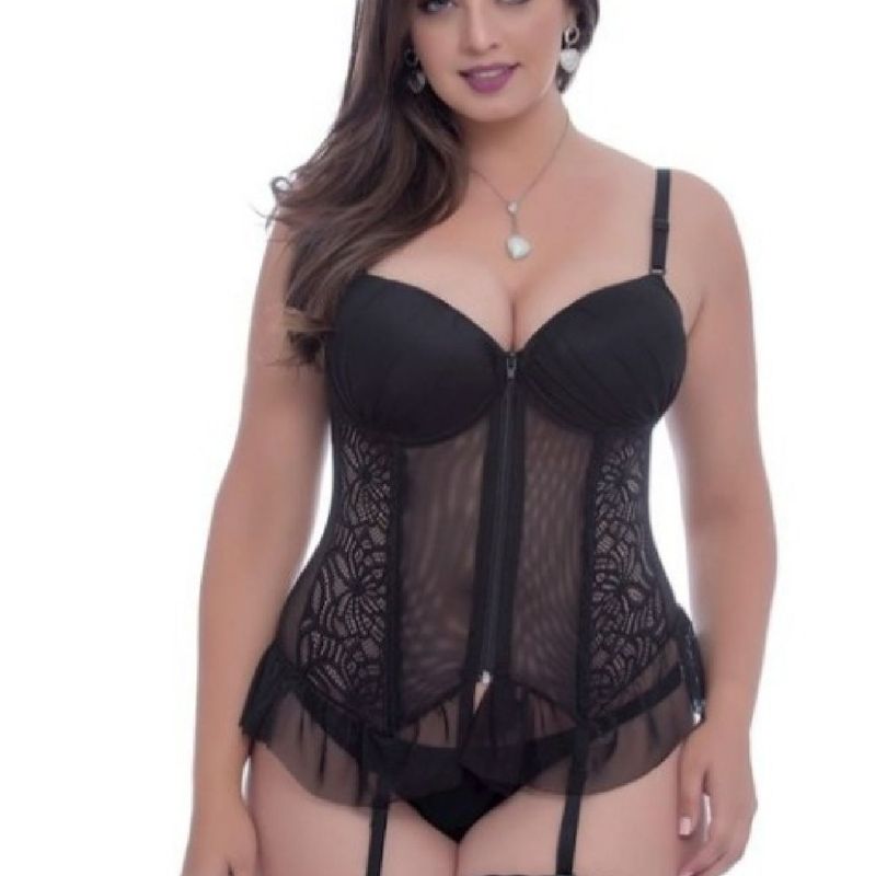 Langerie femininas preta plus hot sale size