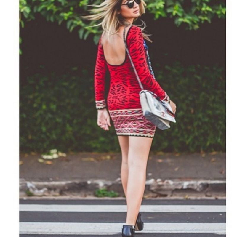 Esse É Digno de Thassia Naves! Vestido em Tricô Animal Print em