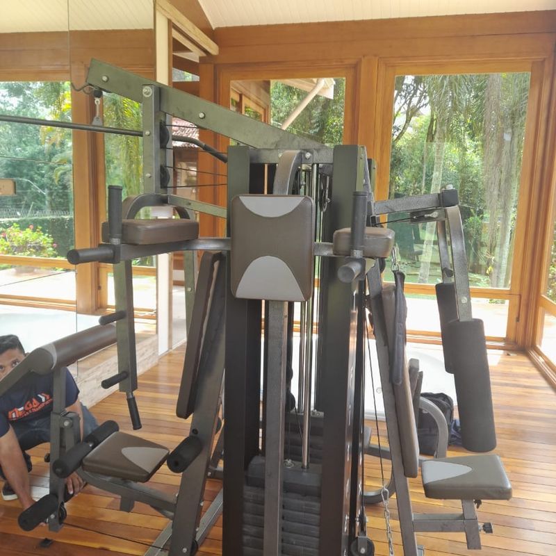 Multi Estação WCT Fitness Pro-Deluxe Completa Com 204kg Em Anilhas - Cinza