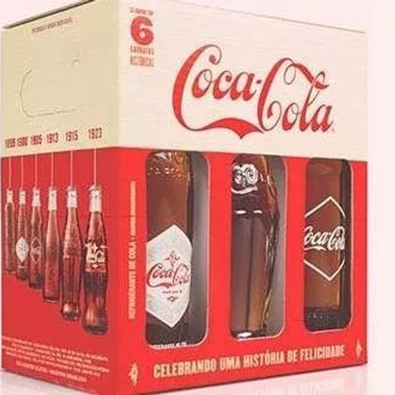 Expositor de Coleção Coca Cola para 6 Garrafas - Caixa Madeira