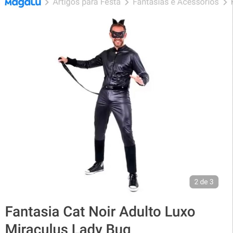 Fantasia Cat Noir Adulto. Completa, Produto Masculino Usado 92964805