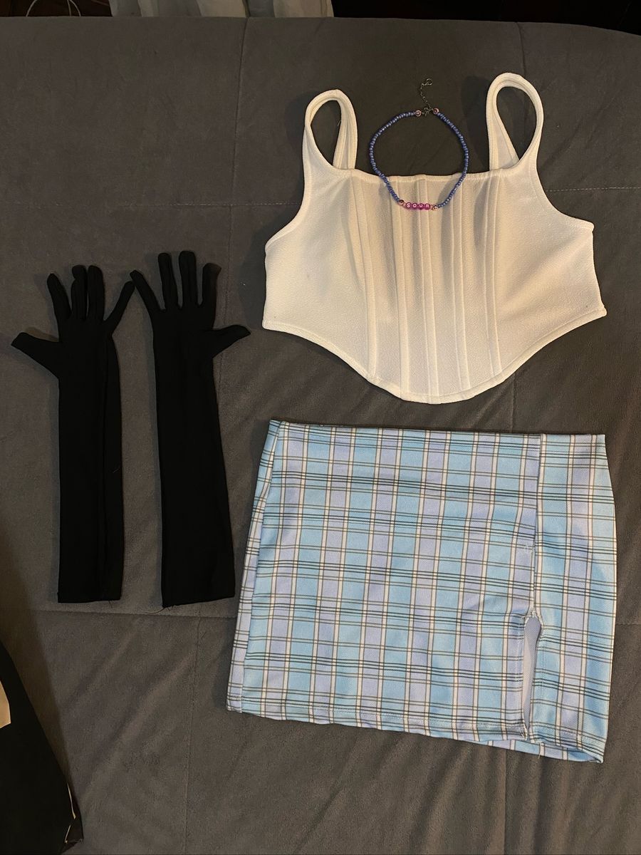 fantasia-completa-halloween-olivia-rodrigo-saia-feminina-usado