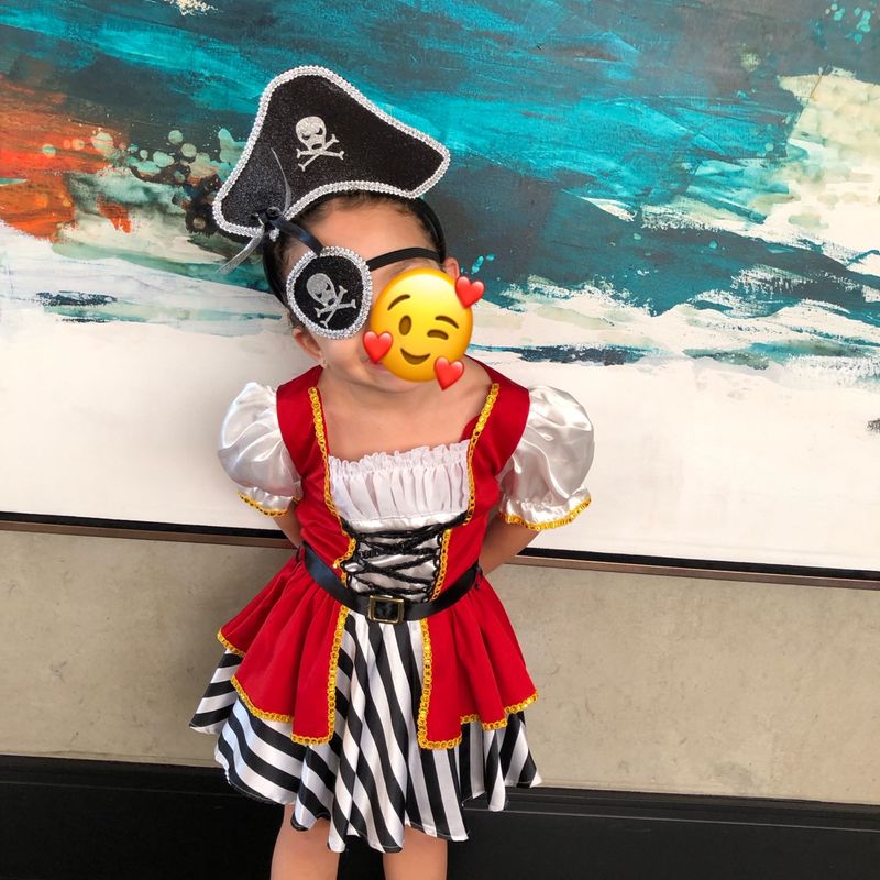 Fantasia Vestido Pirata Feminina Bebê Infantil