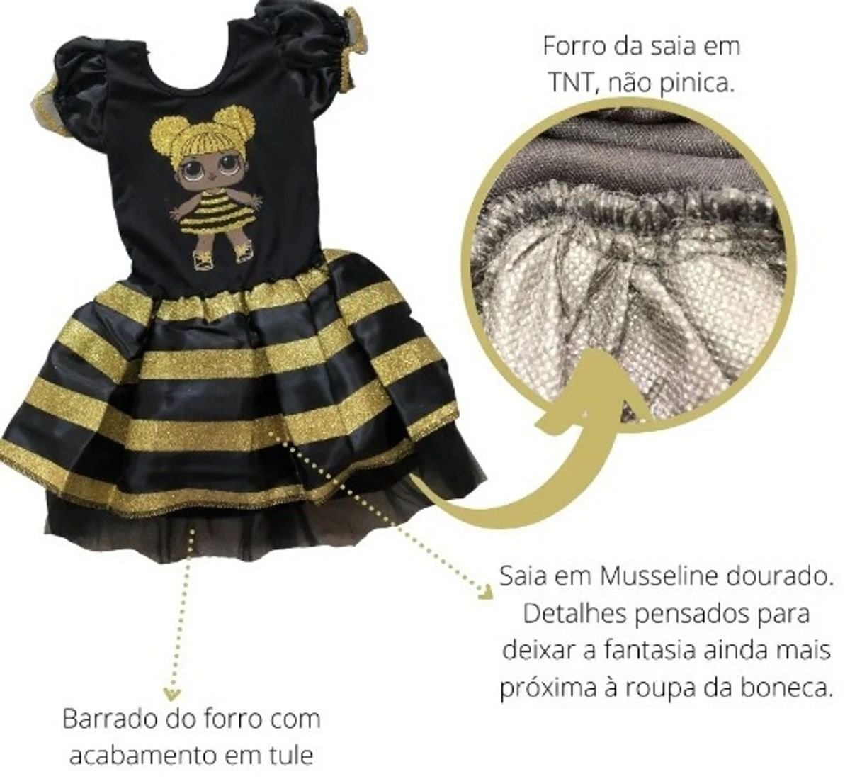 Fantasia Lol Dourada Roupa Infantil Para Menina Nunca Usado Enjoei