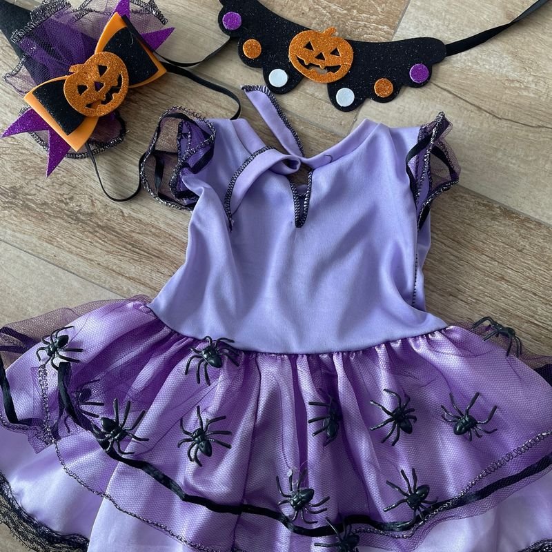 Fantasia Halloween Vestido Infantil Menina Bruxinha Fantasma