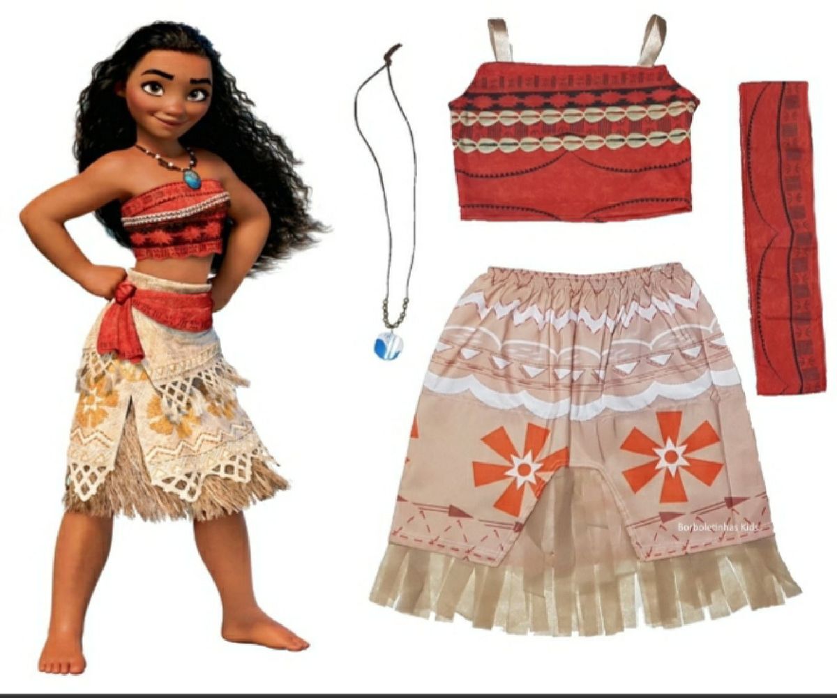 Fantasia Moana com Acessórios  Roupa Infantil para Menina Moana