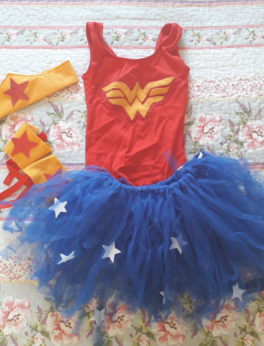 Fantasia Mulher Maravilha Infantil 4/5 Anos Roupa Infantil para