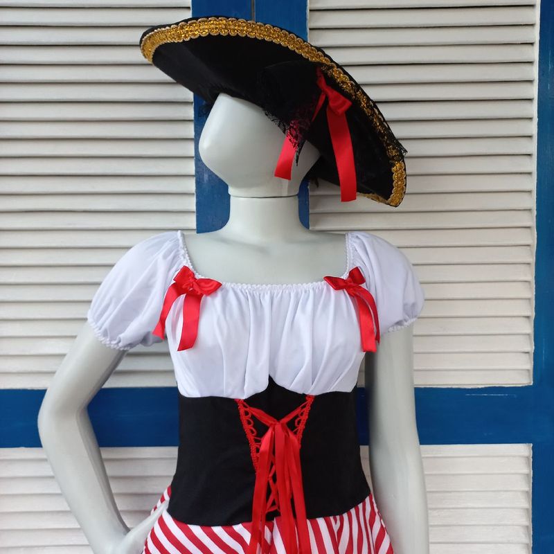 Fantasia de Pirata + Meia Arrastão | Vestido de Festa Feminino Usado  72450399 | enjoei