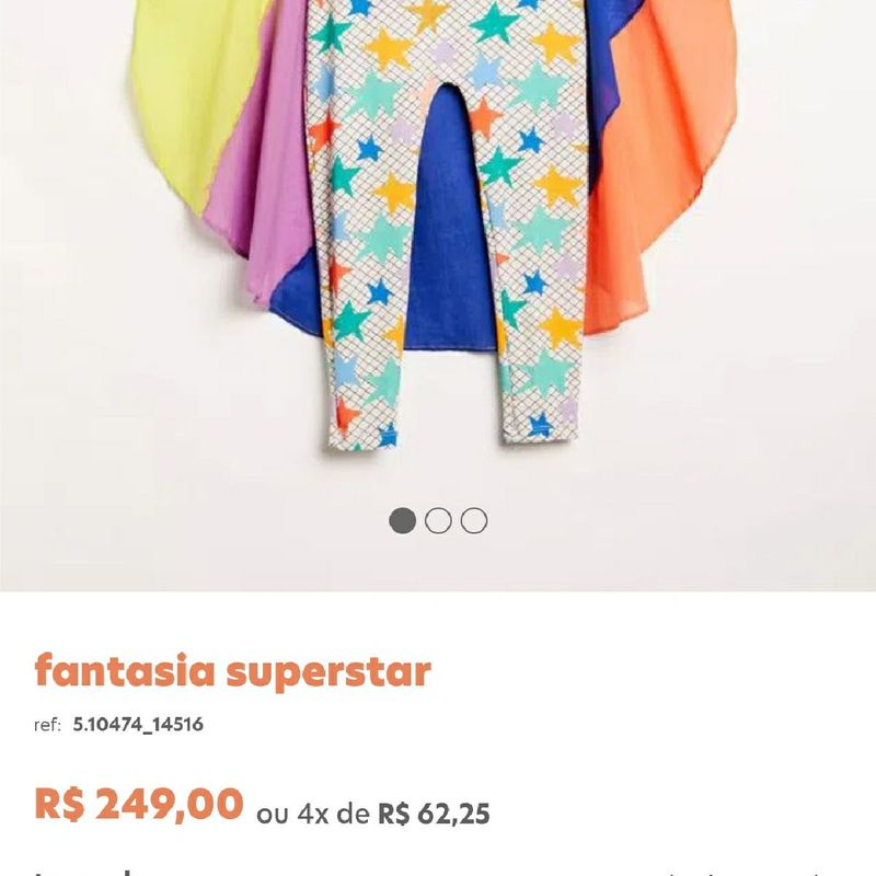 Fantasia Super Star Infantil P Fantasia Super - Papelaria Criativa