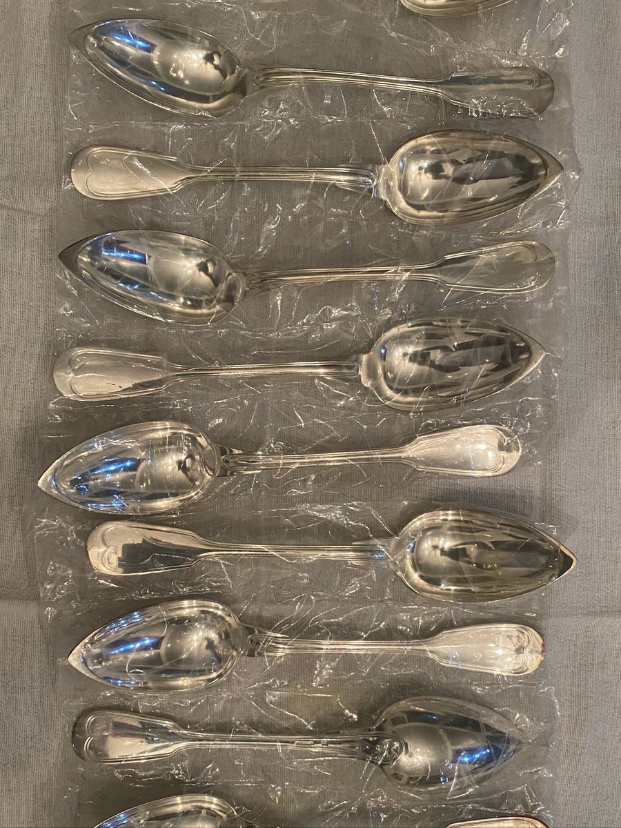2 Pochettes Complètes De Couverts Christofle Chinon Pour 2 Personnes - Métal Argenté, Neuf