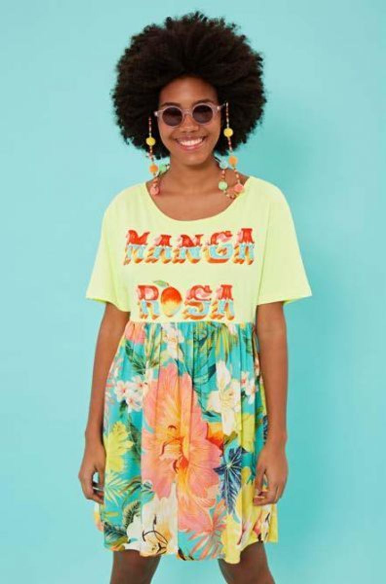 vestido manga rosa farm
