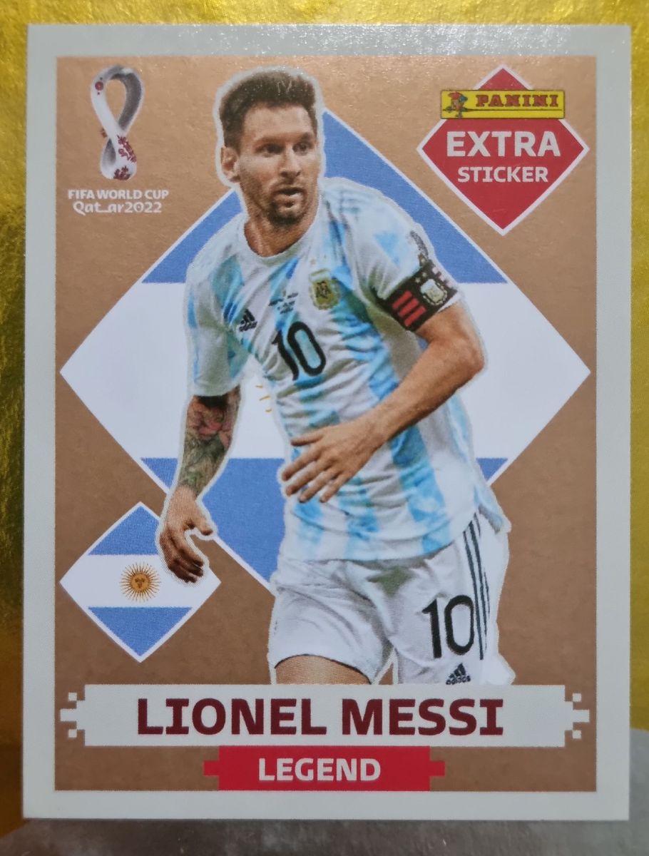 Figurinha Copa Original Panini Lionel Messi Bronze Legend. Foto Frente