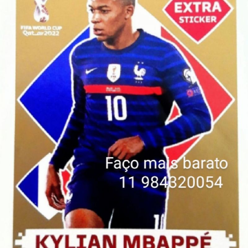 Figurinha Extra do Kylian Mbappé Ouro Legend da Copa do Mundo do Qatar 2022  - Item de Coleção Original Panini.