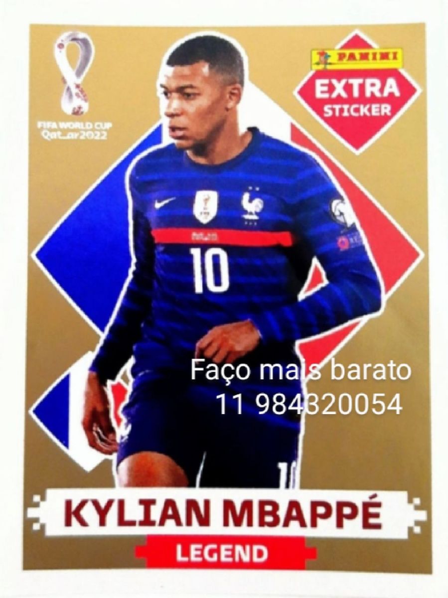 Figurinha Extra Mbappe bordo base - original da panini - sticker raro  legend copa do mundo 2022